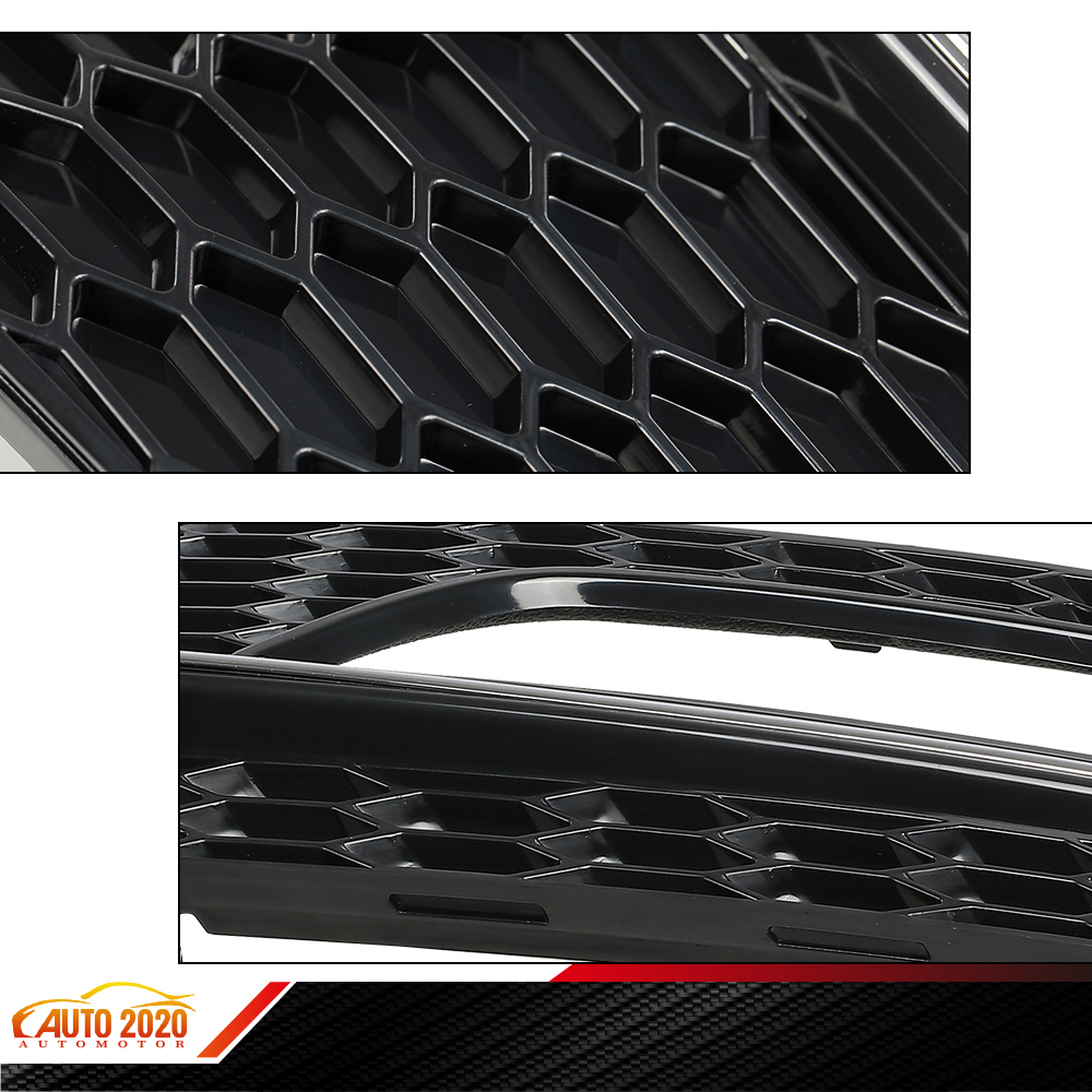 Black Chrome Honeycomb Fog Light Grille For Audi A4 Quattro S-Line 13-16 Right Side